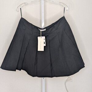Commense Black Pleated Mini Skirt